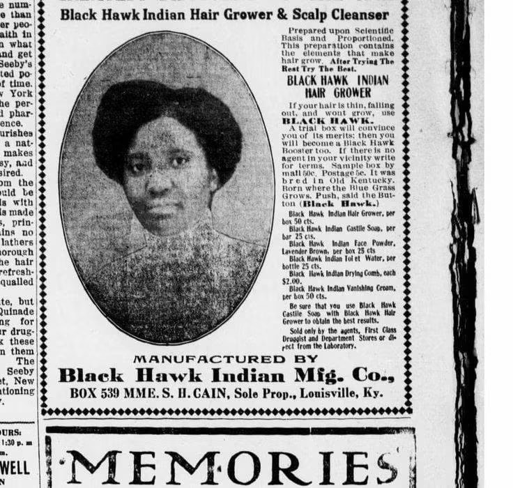 Black-and-white Black Hawk Indian Hair Grower and Scalp Cleanser newspaper advertisement clipping.