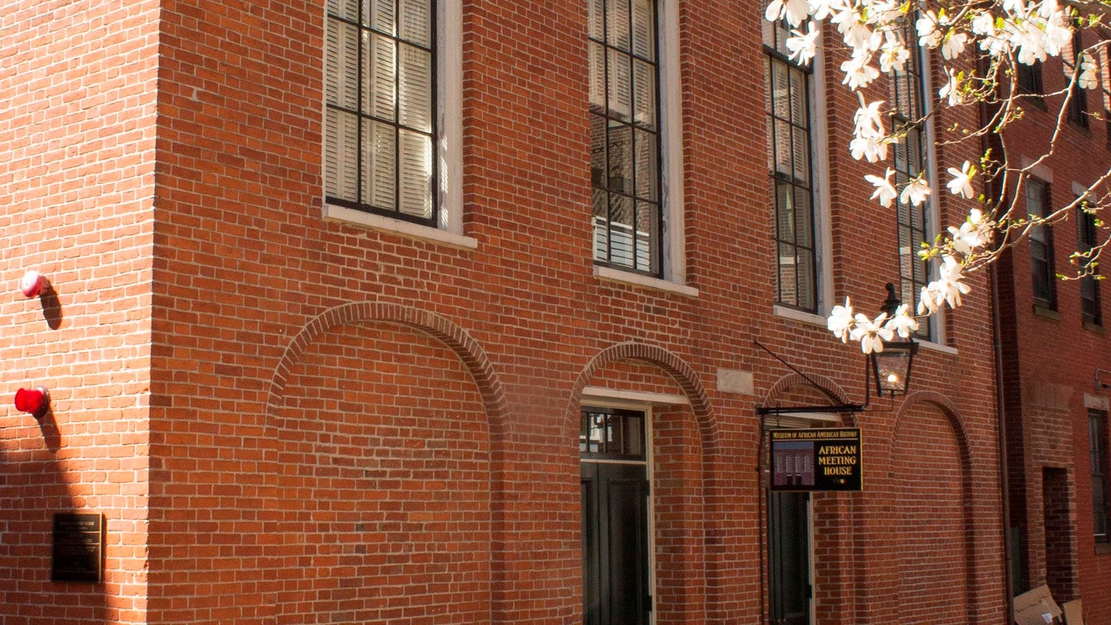Brick exterior of the African Meeting House in Boston.
