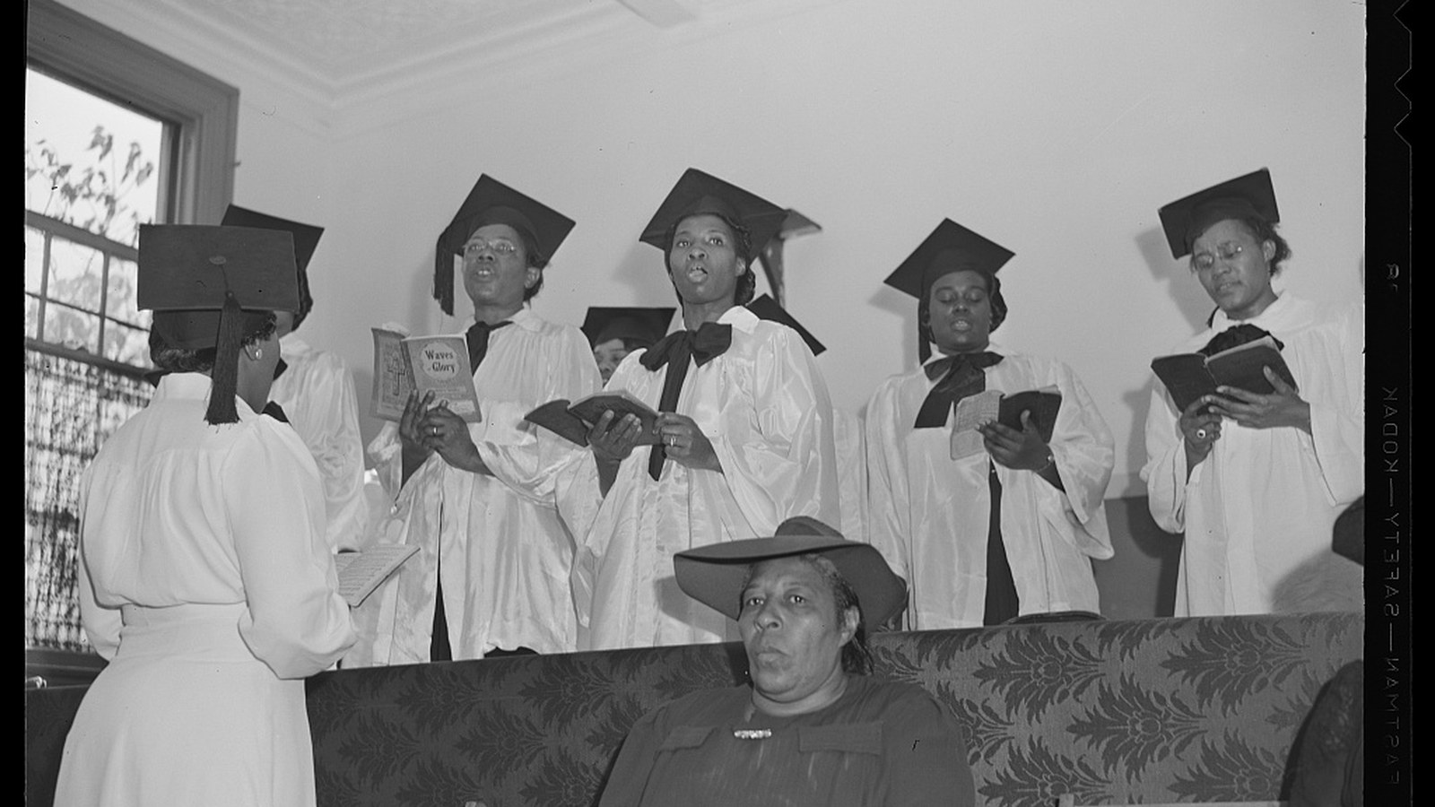 Gordon Parks photograph of the Choir of the Church of God in Christ singing in Washington, D.C. in November 1942.